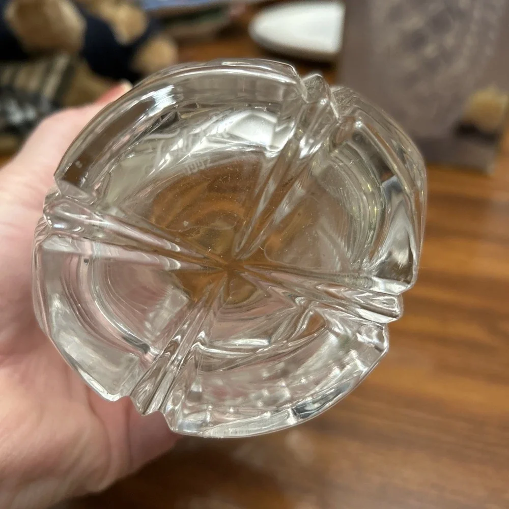 Collectible Fostoria Lead Crystal‎ Geometric Glass Clear Vase Gold Trim W Box